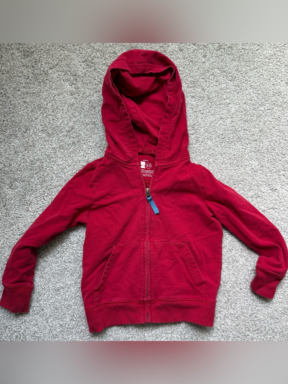 Primary Kids Red Hoodie Zip-Up Hoodie